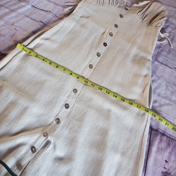 Shop Neighbor Linen Blend Beige Midi Dress Sleeveless Summer Bohemian Beachy Med - Picture 11 of 12